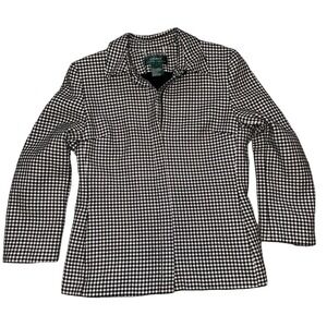 Lauren Ralph Lauren Houndstooth Black White Wool Blazer Suit Jacket Academia
